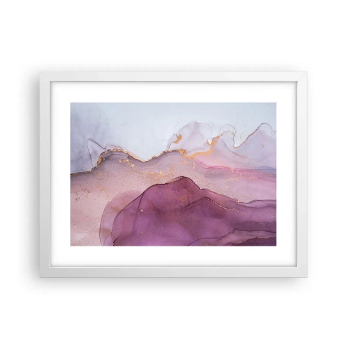 Plakát v bílém rámu - Fialové a lilové vlny - 40x30 cm