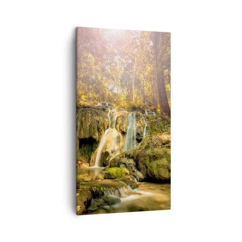 Obraz na plátně - Lesní vodopád v zelené - 45x80 cm