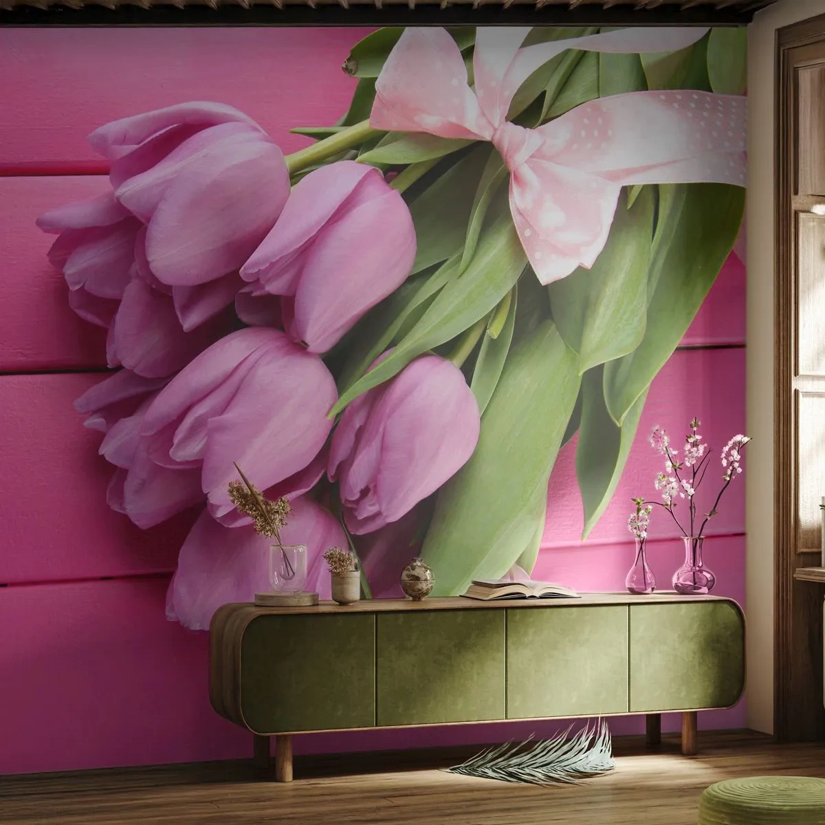 Fototapeta Premium Canvas - Právě pro tebe - Květiny, tulipány, Kytice květin - 200x140 cm