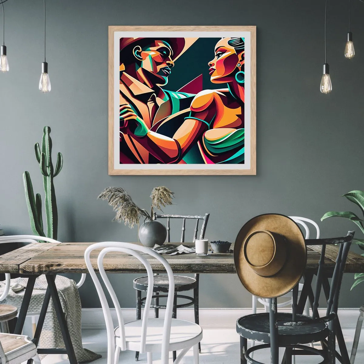 Plakát v rámu světlý dub - V rytmu srdce - 40x40 cm