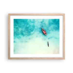 Plakát v rámu světlý dub - Protože na plážích Zanzibaru, když je přebytek vody… - 50x40 cm