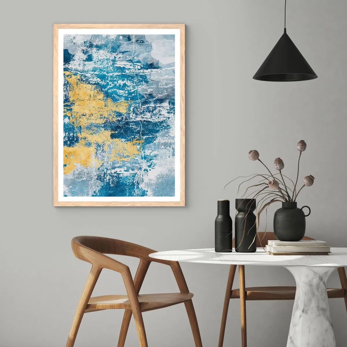 Plakát v rámu světlý dub - Abstrakce s dobrou náladou - 61x91 cm
