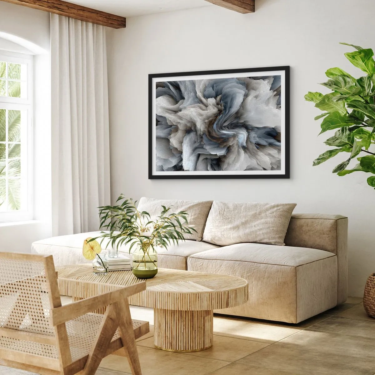 Plakát v černém rámu - Kámen a květ - 70x50 cm