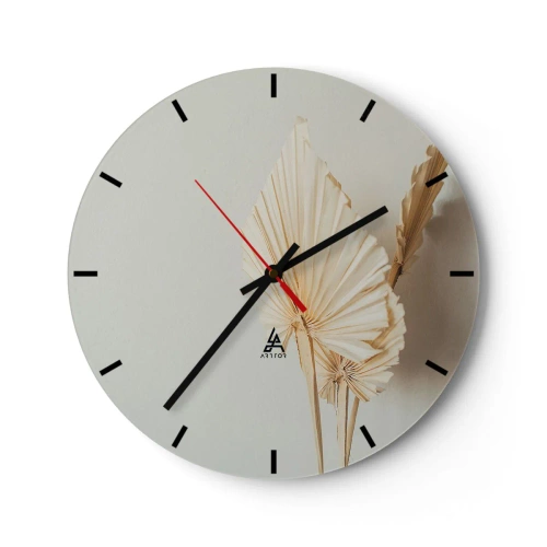 Nástěnné hodiny - Sušené palmové listy na béžovém pozadí v boho stylu - 30x30cm - Když potřebuješ útěchu - Moderní nástěnná dekorace do obývacího pokoje, kuchyně a ložnice ARTTOR