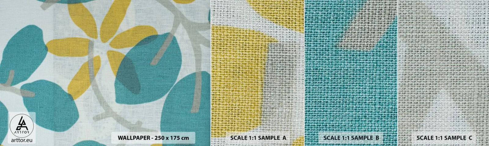 Vzor Fototapety Premium Canvas - Mezi azurovými listy - Boho, Květiny, Minimalismus - 100x30 cm