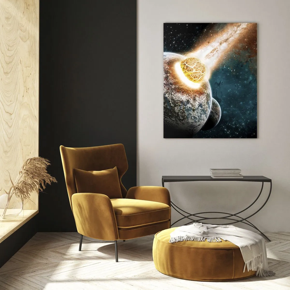 Obraz na skle - Zničení nebo narození? - 50x70 cm