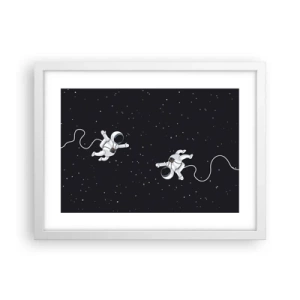 Plakát v bílém rámu - Kosmický tanec - 40x30 cm