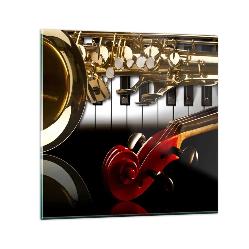 Obraz na skle - Plech, dřevo a slonovinová kost - 40x40 cm