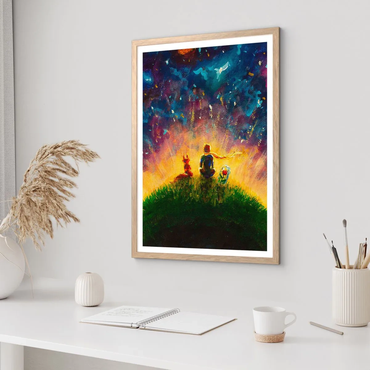 Plakát v rámu světlý dub - Láska a přátelství - celý svět - 40x50 cm