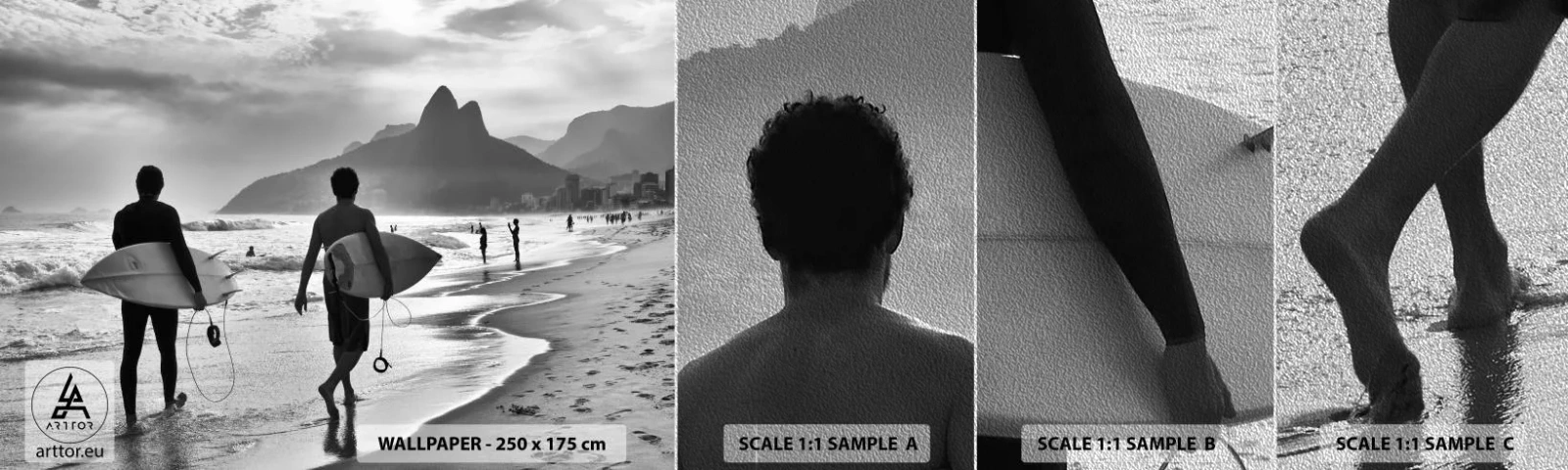 Vzor Fototapety Premium Sand - Samba na jednu vlnu - Surfař, Brazílie, Moře - 100x30 cm