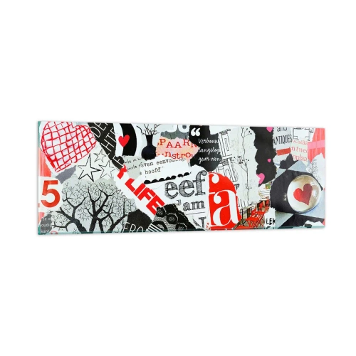 Obraz na skle - Hipsterská koláž - 90x30 cm