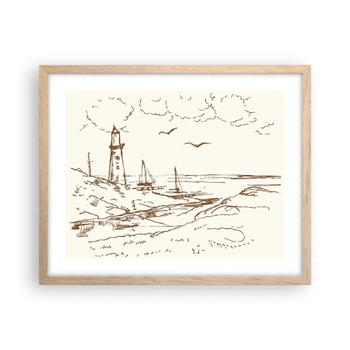 Plakát v rámu světlý dub - Náčrt letních vzpomínek - 50x40 cm
