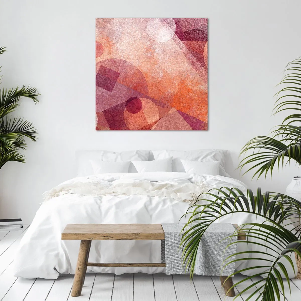 Obraz na plátně - Geometrické proměny v růžové - 30x30 cm
