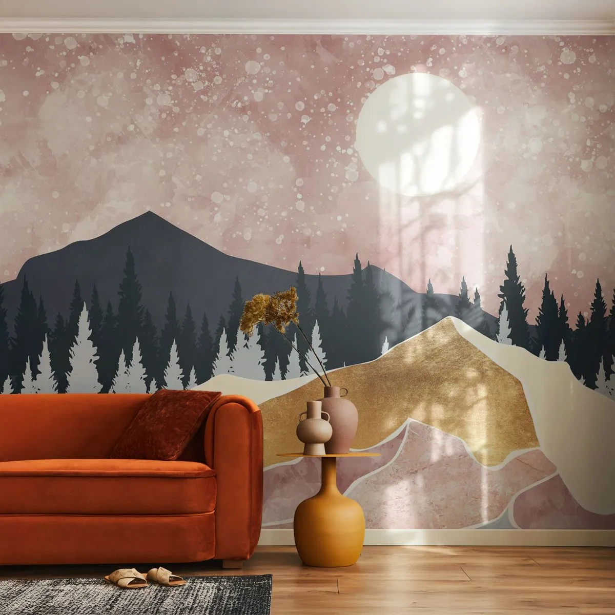 Fototapeta Standard Eco - Noční hlídka - Grafika, Krajina, hory - 450x315 cm