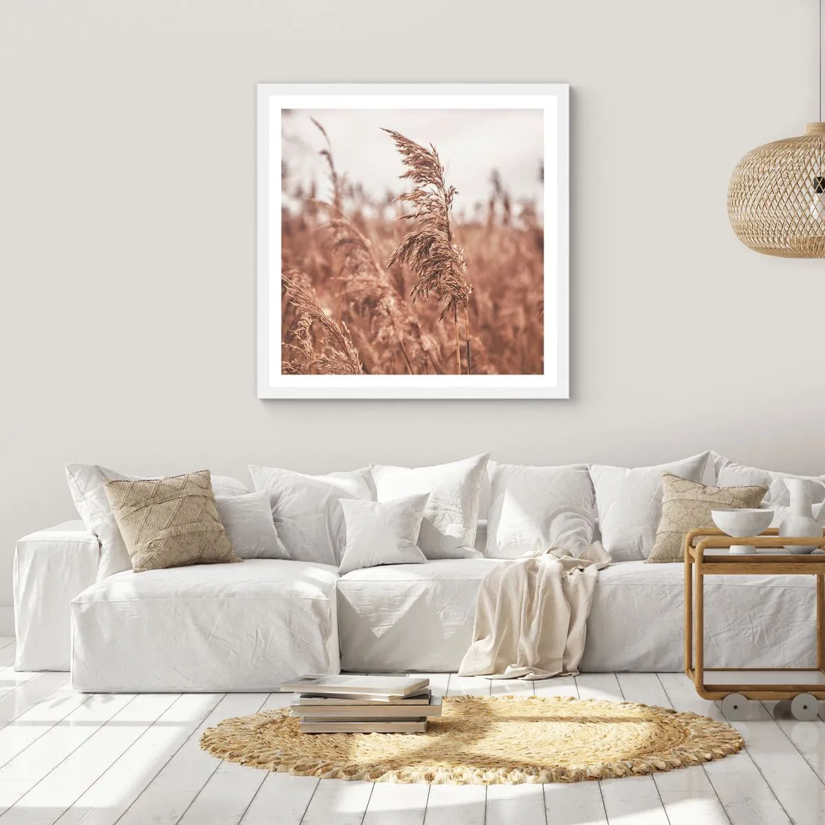 Plakát v bílém rámu - Na polích už je podzim - 40x40 cm