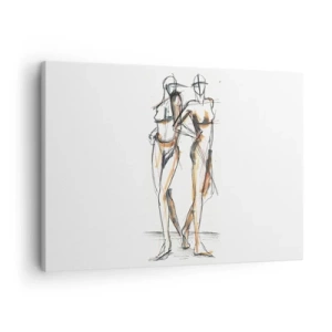 Obraz na plátně - Umělecká skica dvou siluet na bílém pozadí - 70x50cm - Studie šarmu - Moderní nástěnná dekorace do obývacího pokoje a ložnice ARTTOR
