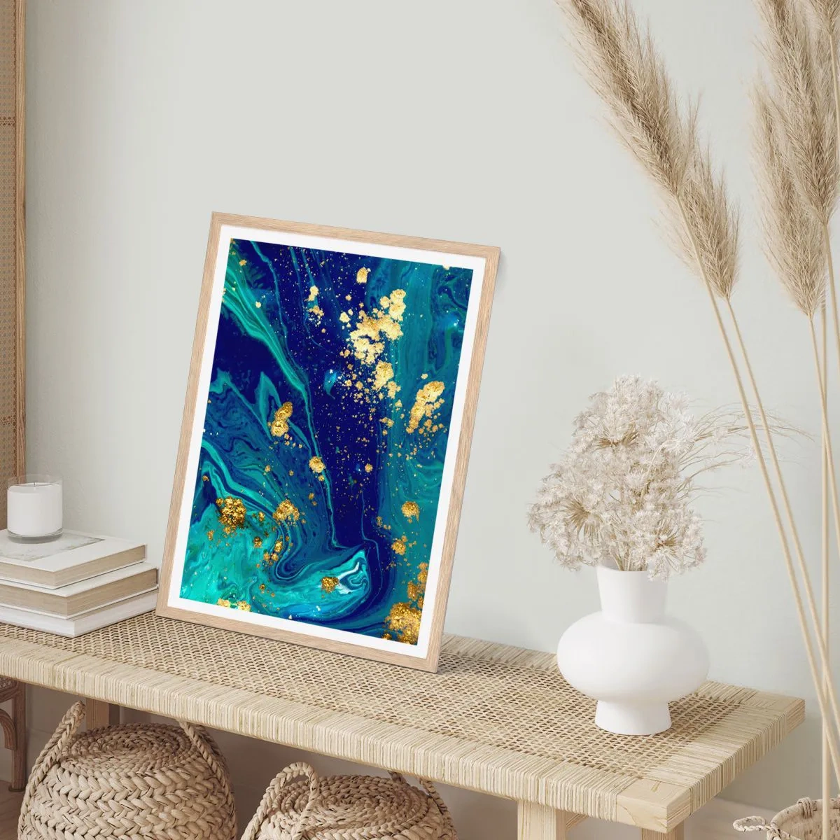 Plakát v rámu světlý dub - Plátky slunce  - 50x70 cm