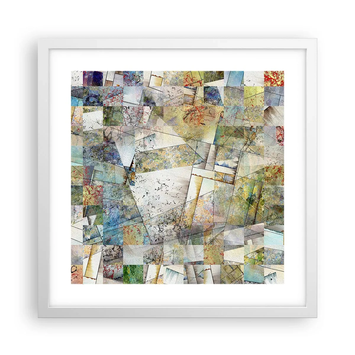 Plakát v bílém rámu - Geometrické přeskupení - 40x40 cm