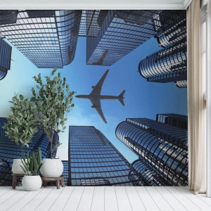 Fototapeta Samolepicí Deluxe Sticker - Pohled ze skleněné rokle - Architektura, Letadlo, Město - 250x175 cm