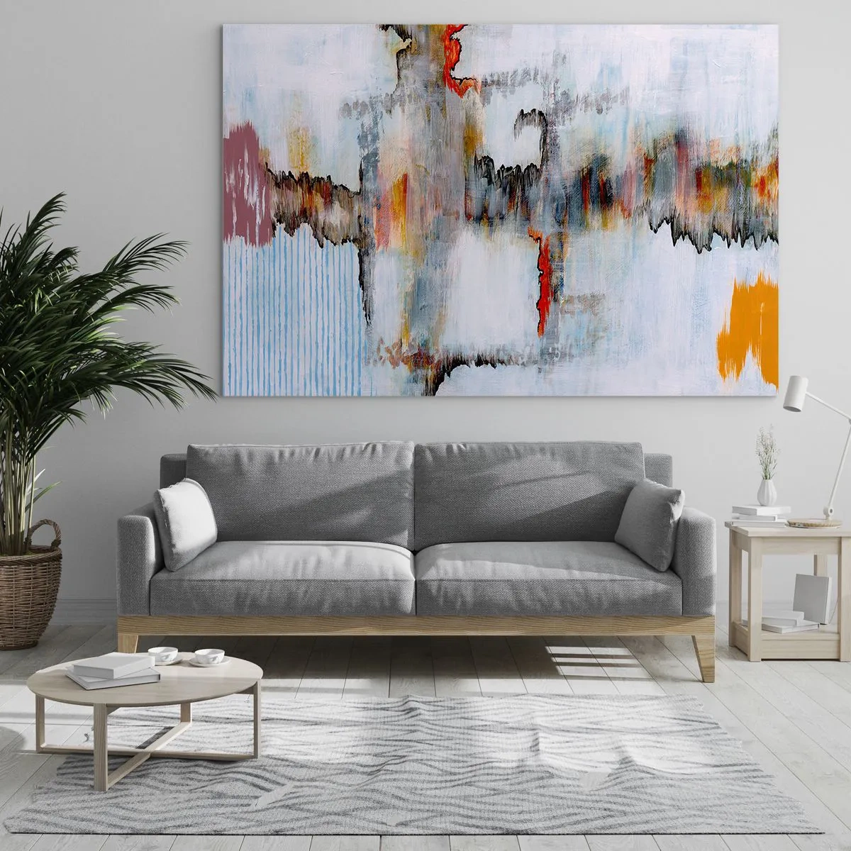Obraz na skle - Abstraktní kompozice s energickými barvami - 70x50cm - Klackem po vodě - Moderní nástěnná dekorace do obývacího pokoje a ložnice ARTTOR