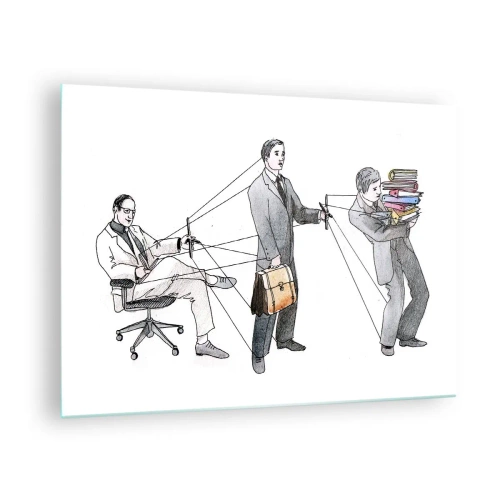 Obraz na skle - Ilustrace hierarchie kancelářské práce - 70x50cm - Každý má svého pána - Moderní nástěnná dekorace do obývacího pokoje a ložnice ARTTOR