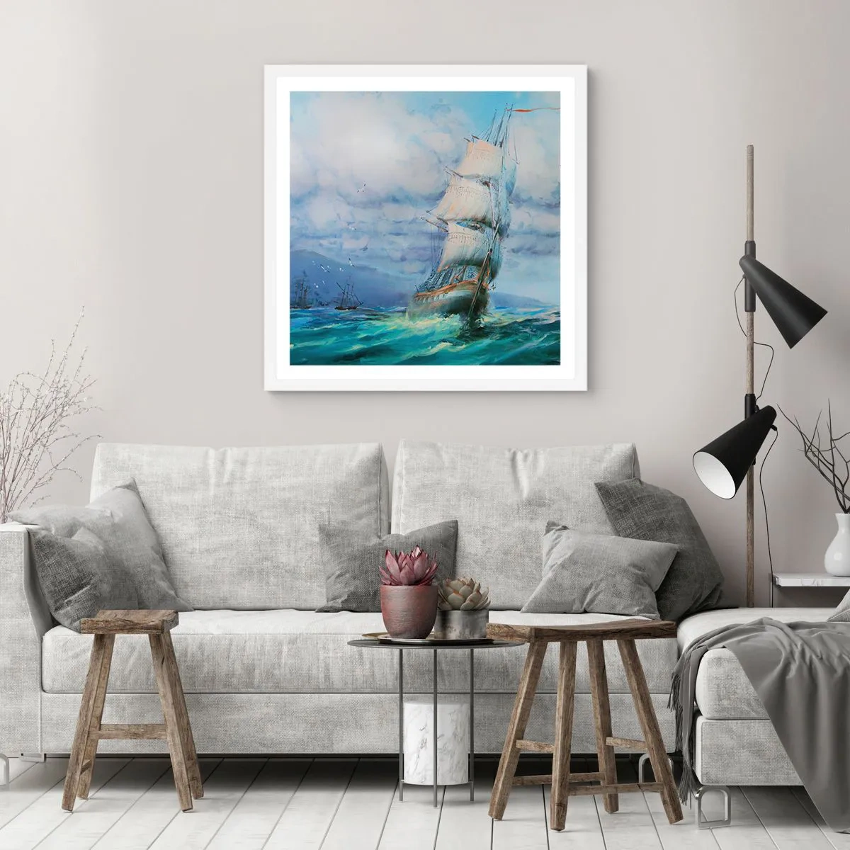 Plakát v bílém rámu - Šťastnou cestu - 30x30 cm