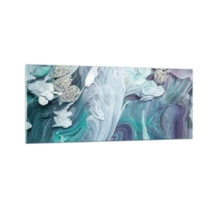 Obraz na skle - Proudy modré - 100x40 cm