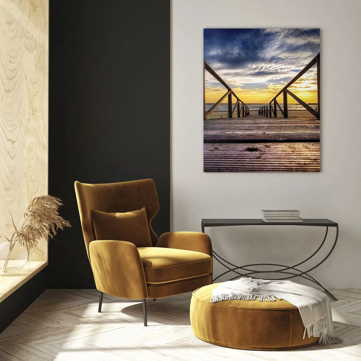 Obraz na skle - Přímo na tichou pláž při západu slunce - 50x70 cm