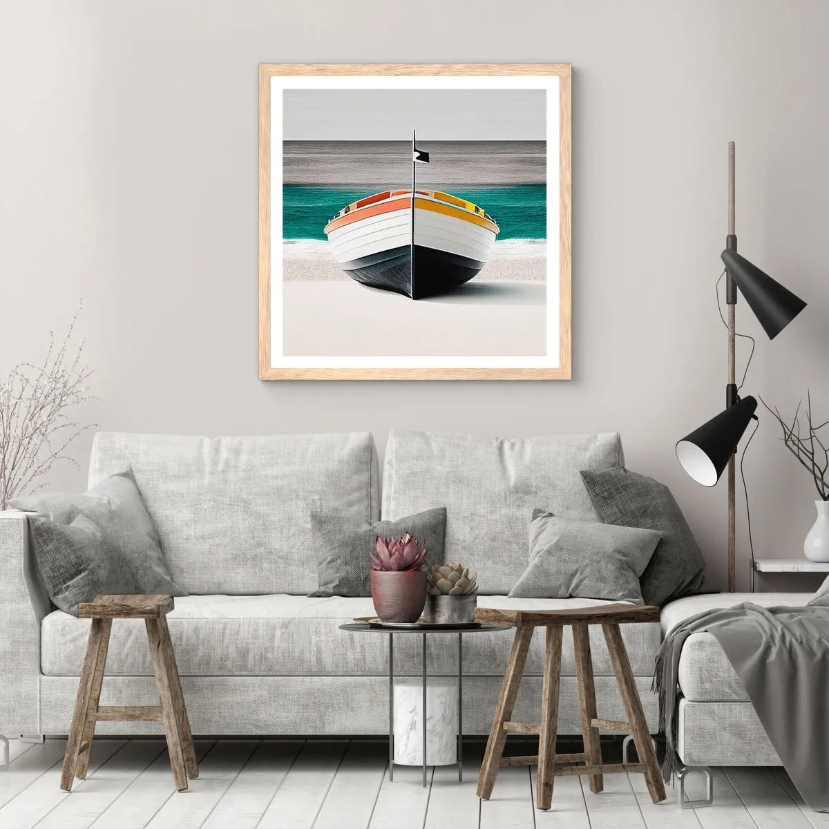 Plakát v rámu světlý dub - Na správném místě - 40x40 cm