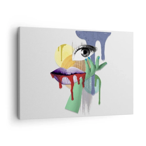 Obraz na plátně - Dekonstruovaný portrét s abstraktními prvky - 70x50cm - Zdeformovaný portrét - Moderní nástěnná dekorace do obývacího pokoje a ložnice ARTTOR