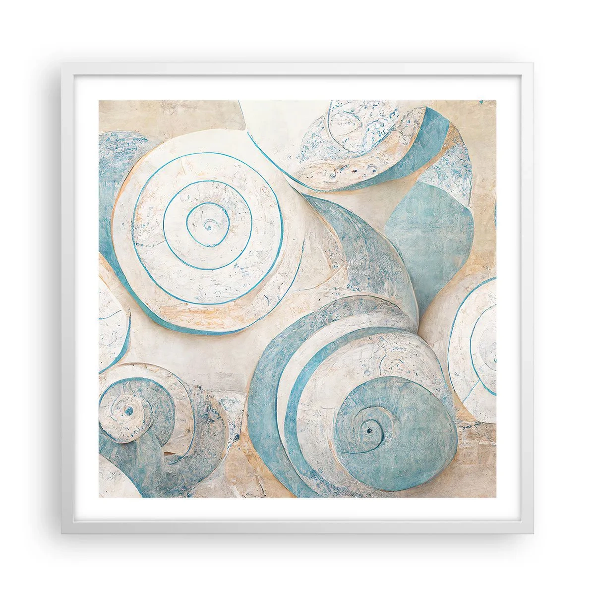 Plakát v bílém rámu - Co skrývá mušle? - 60x60 cm