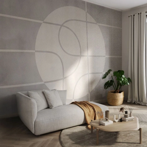 Fototapeta Standard Eco - Minimalistická geometrická kompozice - 100x70cm - Kruhově a přímo - Moderní nástěnná dekorace do obývacího pokoje a ložnice ARTTOR
