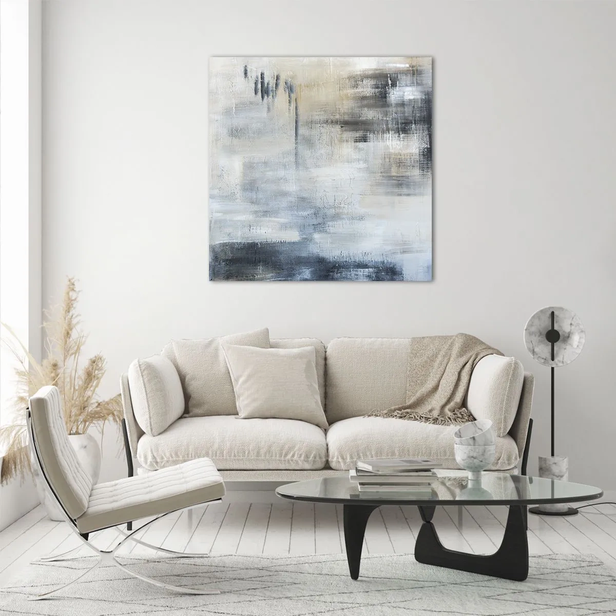 Obraz na skle - Za závojem modré - 70x70 cm