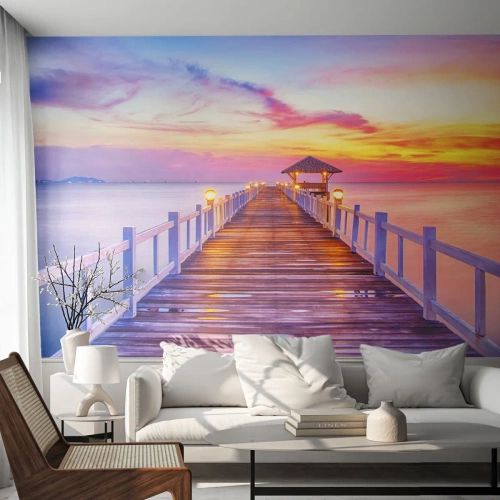 Fototapeta Premium Sand - Liliově-zlaté ticho večera - Krajina, Moře, Záliv - 400x280 cm