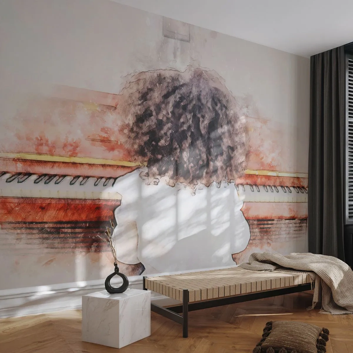 Fototapeta Premium Canvas - V novém světě - Klavír, Hudba, Hudebník - 250x175 cm