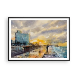 Plakát v černém rámu - Život na pobřeží - 100x70 cm