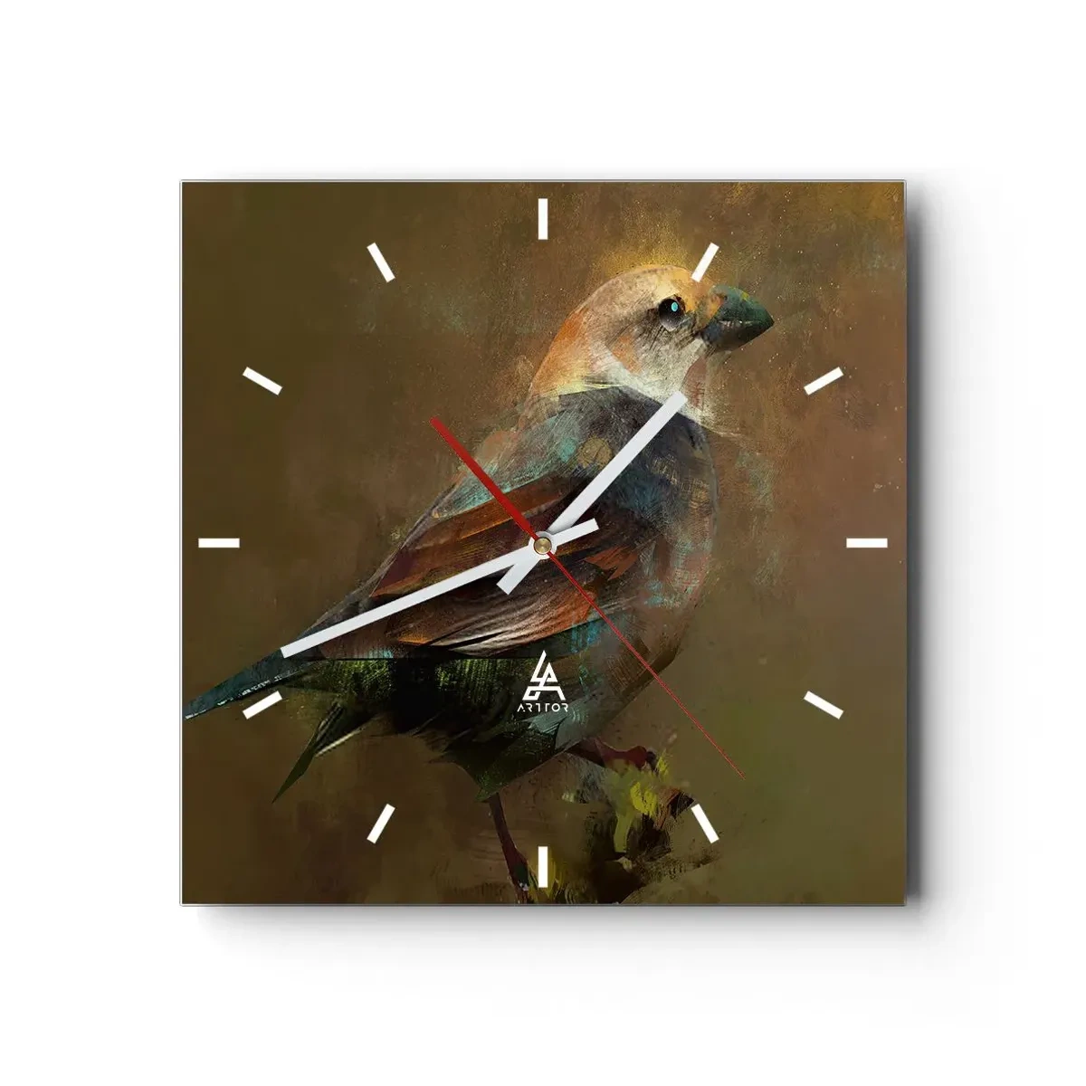 Nástěnné hodiny - Vrabček, maličký ptáček - 30x30 cm