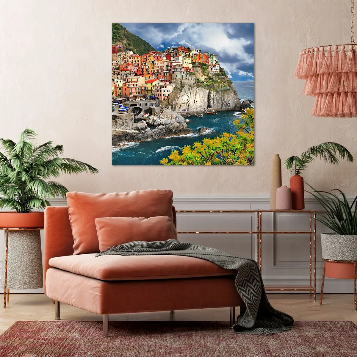 Obraz na plátně - Hromádka přitulená ke skalám - 40x40 cm