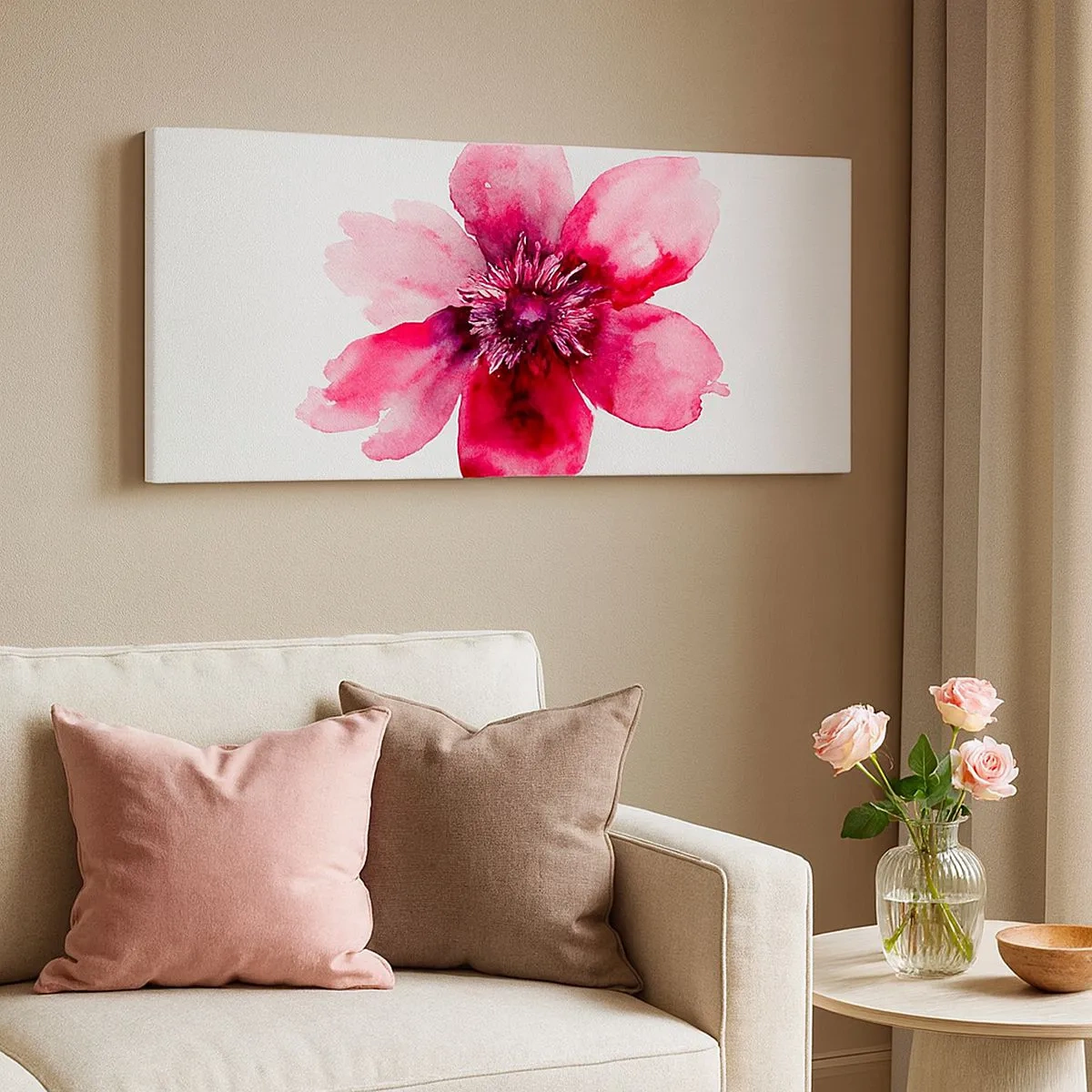 Obraz na plátně - Karmínový voňavý polibek - 100x40 cm