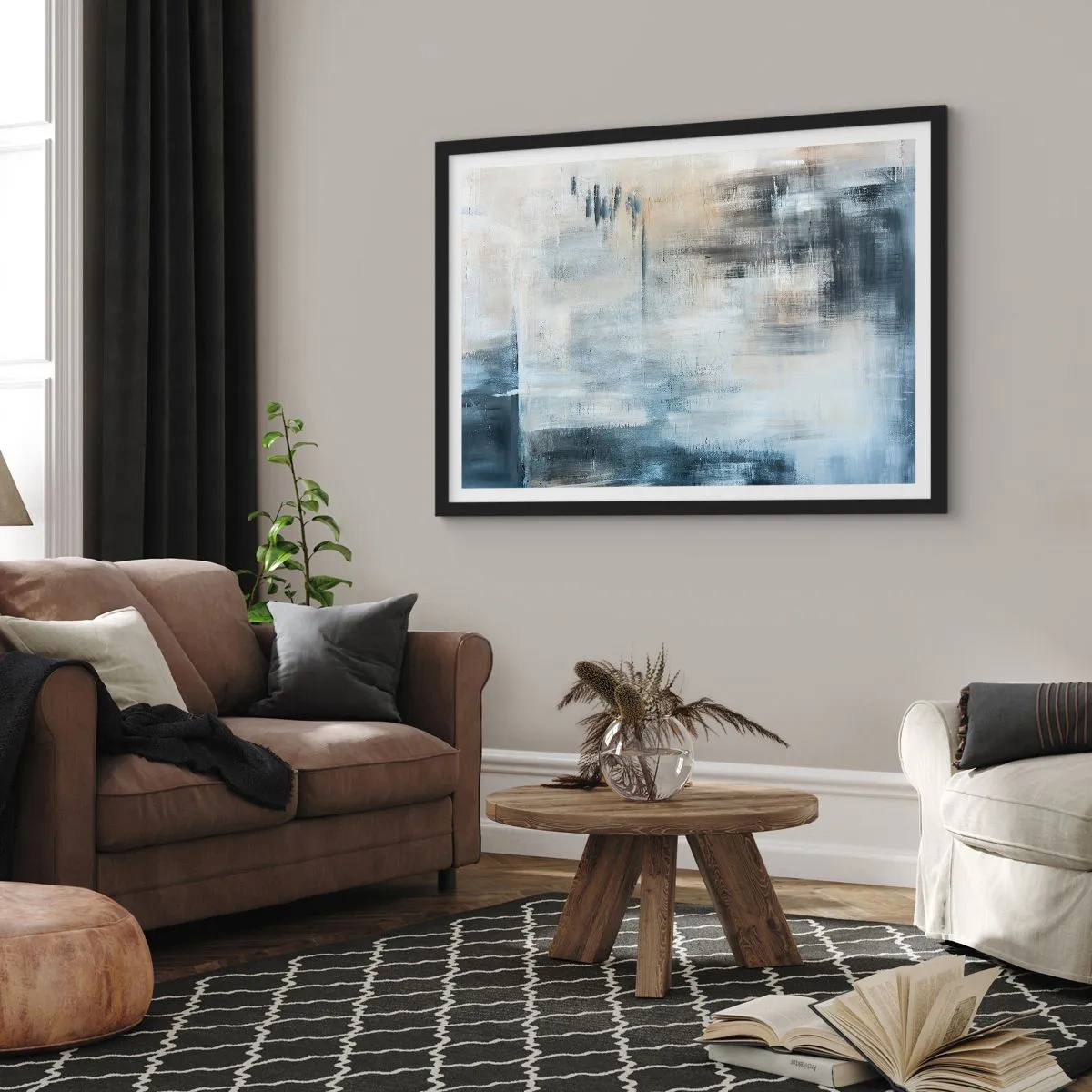 Plakát v černém rámu - Za závojem modré - 70x50 cm