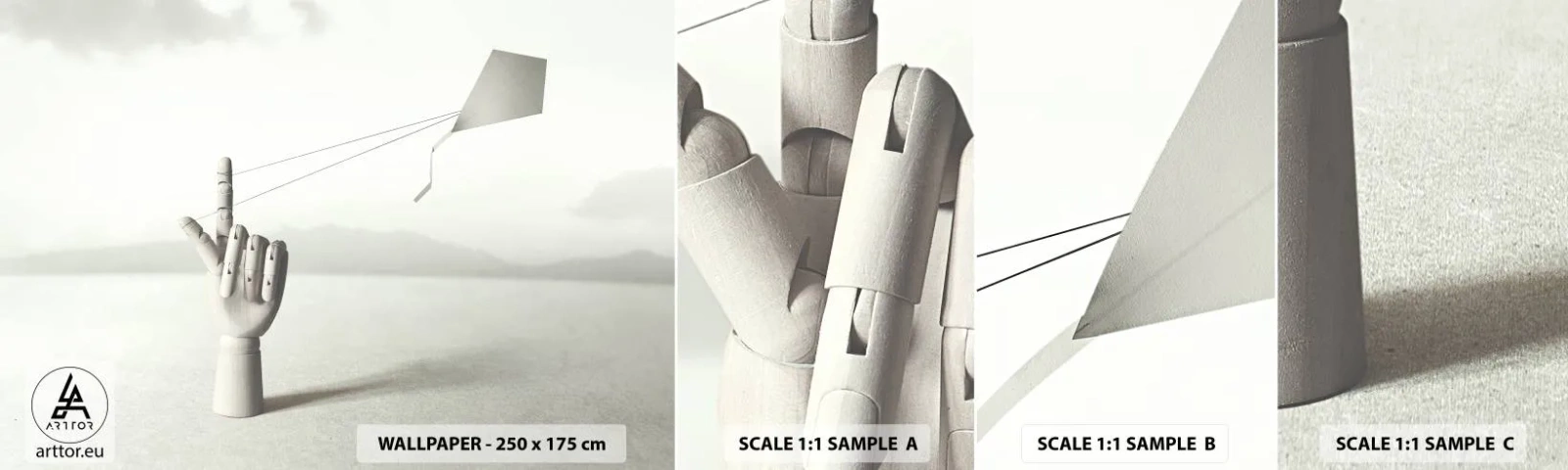 Vzor Fototapety Samolepicí Deluxe Sticker - Výzva - Abstrakce, Ruka, papírový drak - 100x30 cm