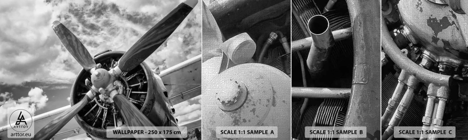 Vzor Fototapety Premium Canvas - Dobyvatel oblohy - Letadlo, Vrtule letadla, Vinobraní - 100x30 cm
