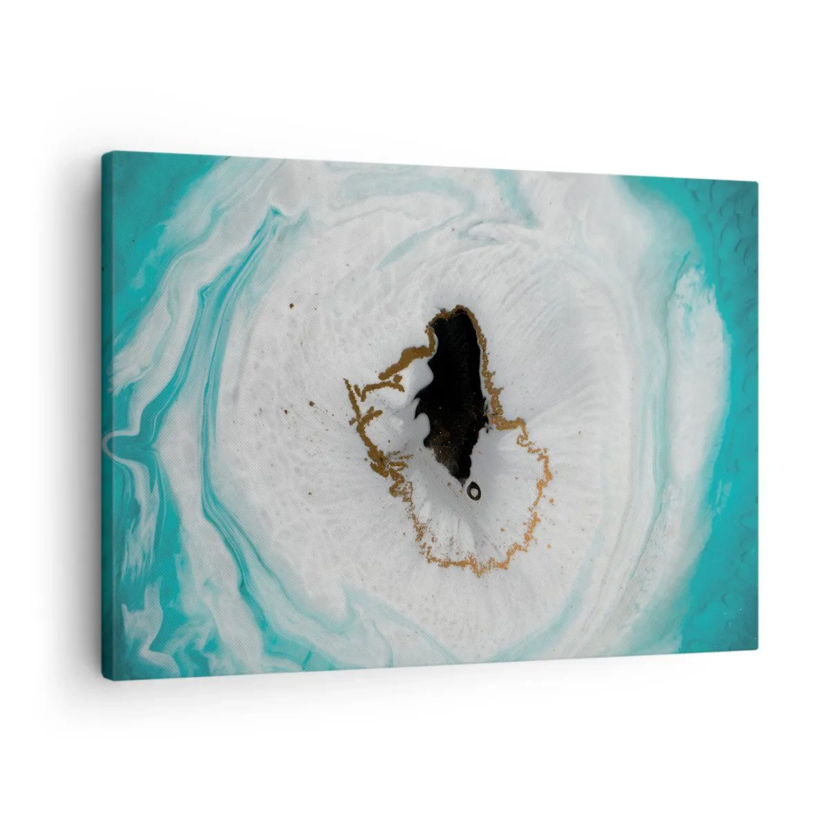 Obraz na plátně - Abstraktní geodový motiv v odstínech tyrkysové, bílé a zlaté - 70x50cm - Proniknout dovnitř - Moderní nástěnná dekorace do obývacího pokoje a ložnice ARTTOR