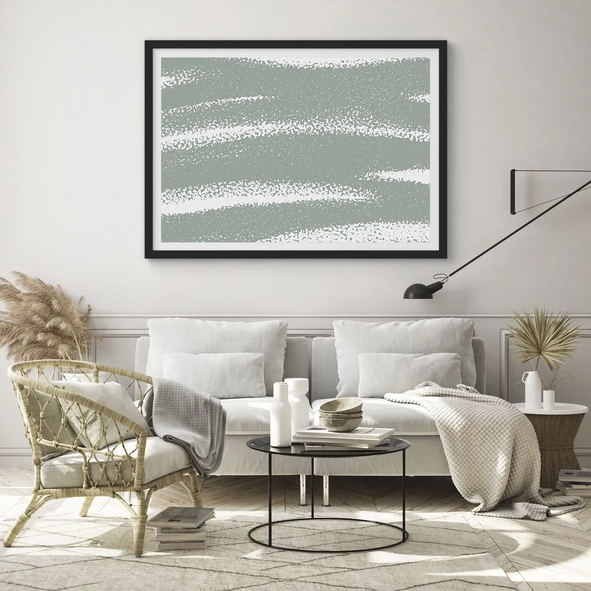 Plakát v černém rámu - Abstrakce v zimním stylu - 70x50 cm