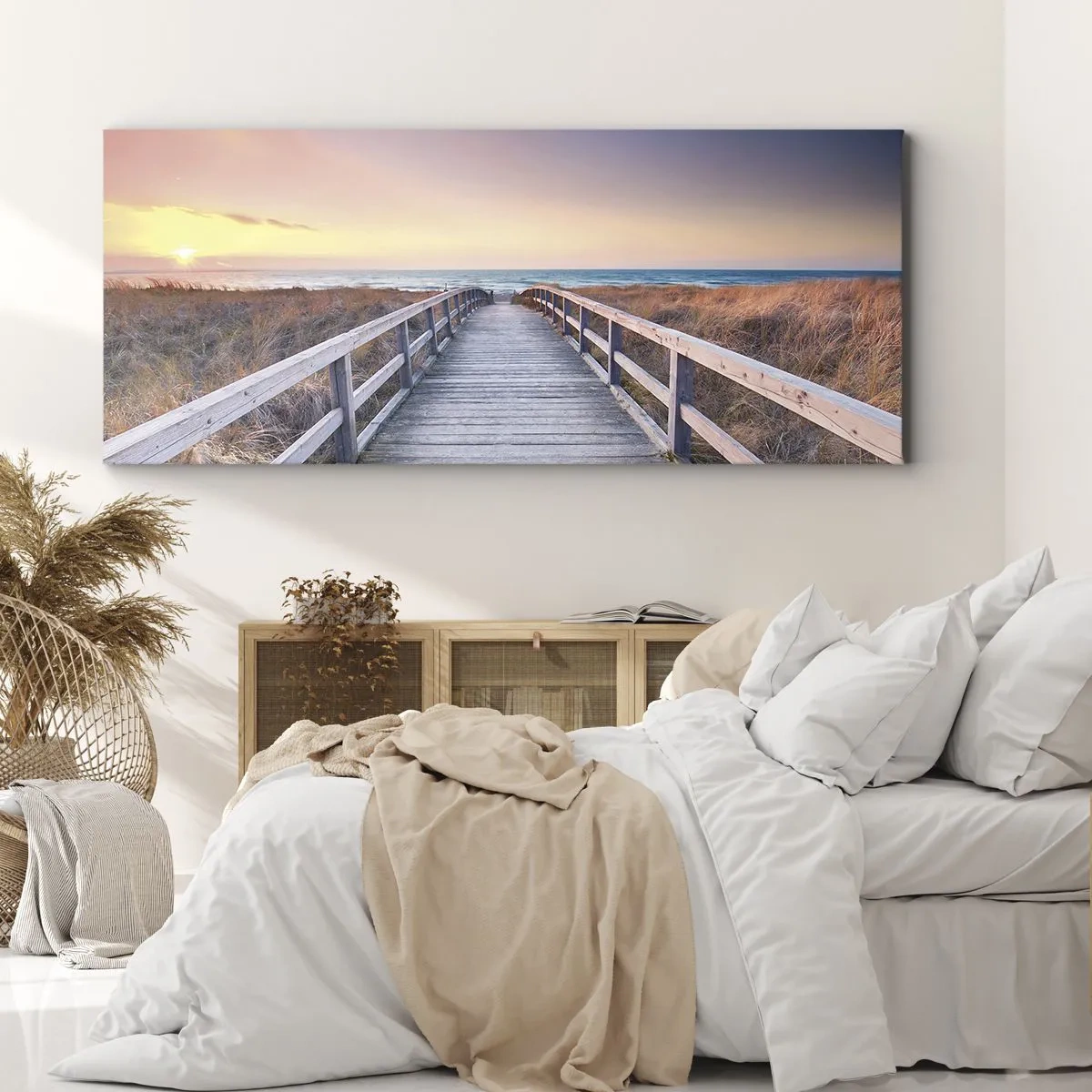 Obraz na plátně - Baltská večerní polární záře - 160x50 cm