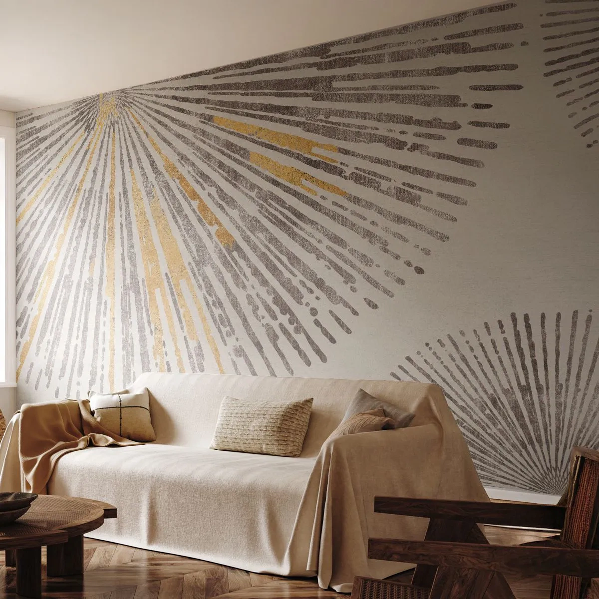 Fototapeta Premium Sand - Krása paprsku - Minimalismus, Jasný, Čáry - 400x280 cm