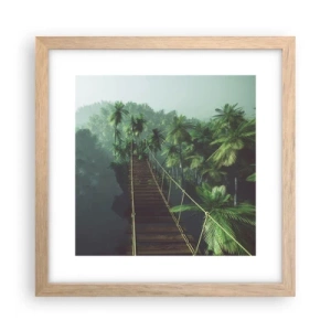Plakát v rámu světlý dub - U vodopádu zeleně - 30x30 cm