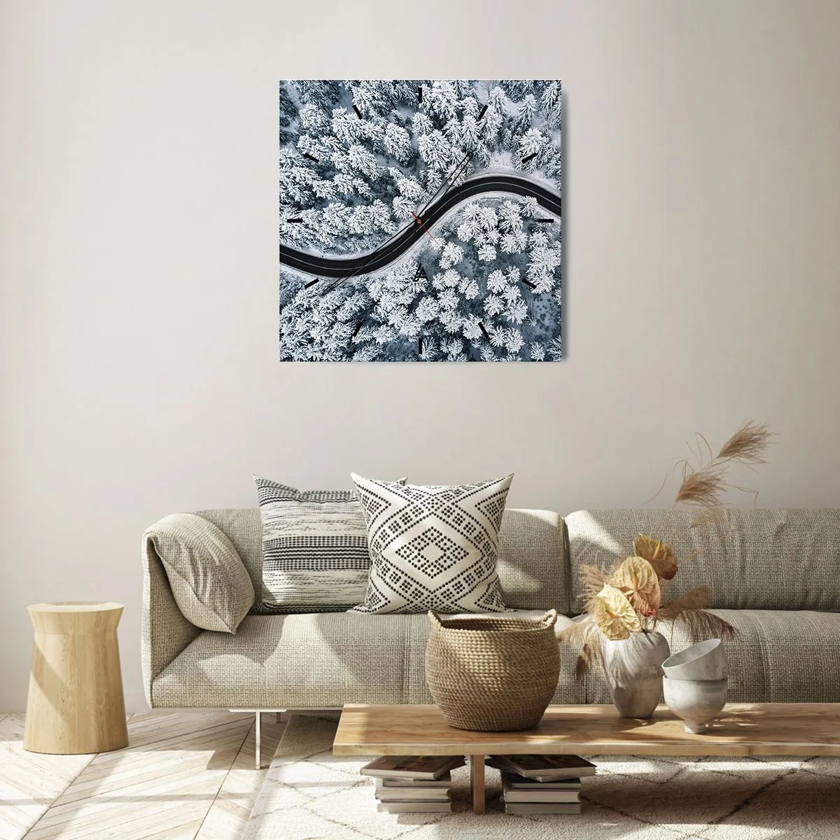 Nástěnné hodiny - Zimním lesem - 40x40 cm