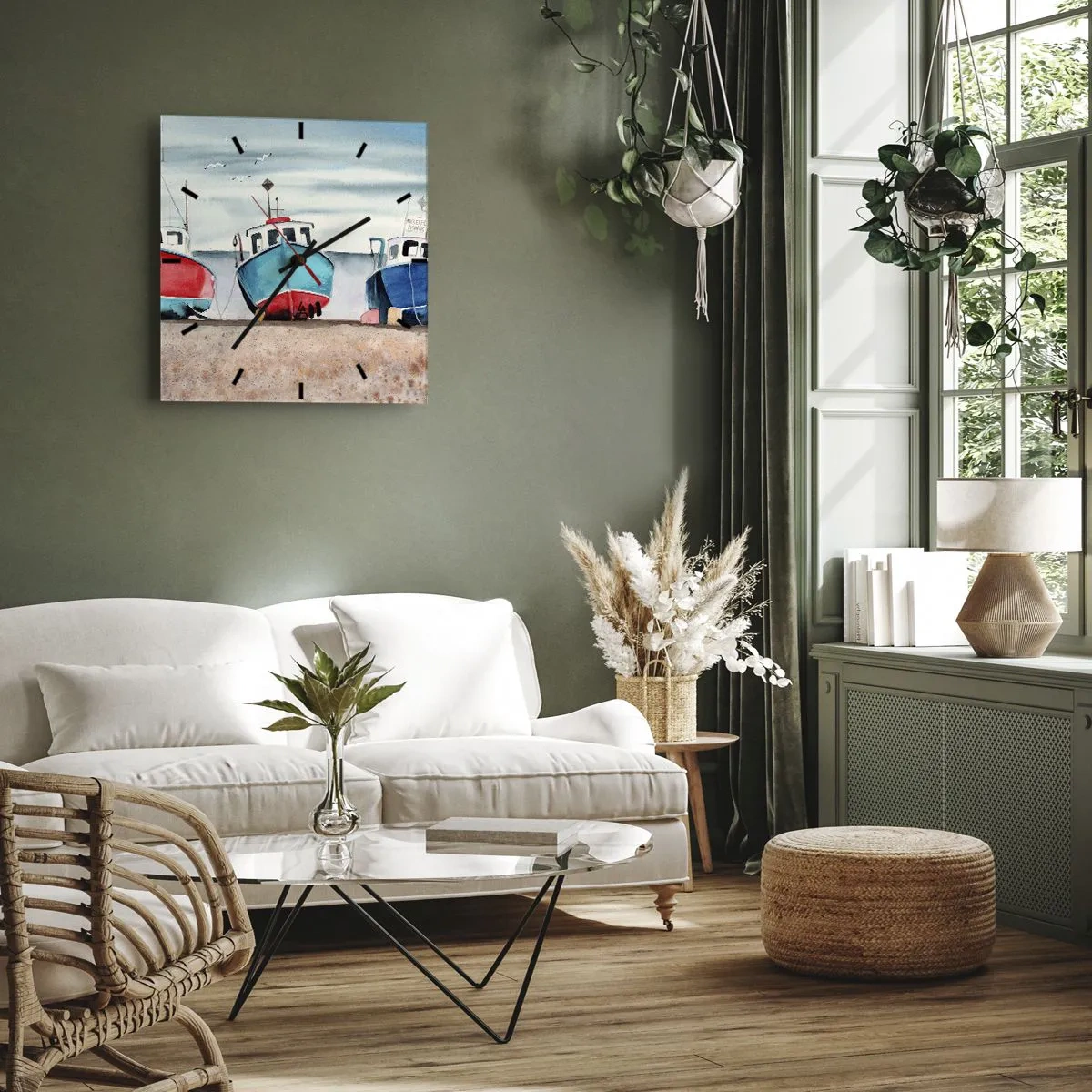 Nástěnné hodiny - Připravené na úlovek - 40x40 cm