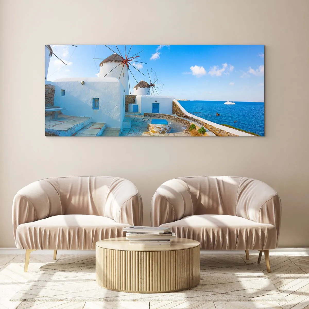 Obraz na skle - Modrý vítr od moře - 160x50 cm
